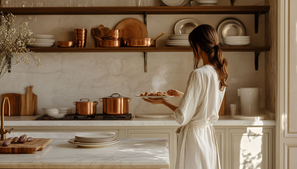 kuchnia angielska Farrow Ball Benjamin moore projekt sielskiej kuchni farmhouse projektowanie kuchni ciepłe wnętrza Projektozaur lacanche la cornue Bertazzoni