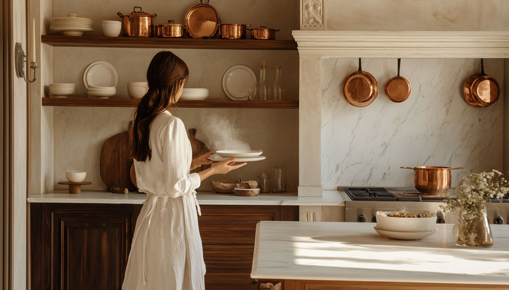 kuchnia angielska Farrow Ball Benjamin moore projekt sielskiej kuchni farmhouse projektowanie kuchni ciepłe wnętrza Projektozaur